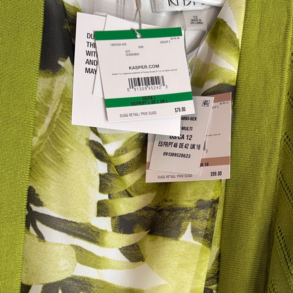 Kasper Vibrant Green Leaf Maxi Dress and sweater - Picture 7 of 7